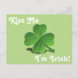 "Kiss Me, I'm Irish" Kleeblatt St. Patrick's Day Postkarte