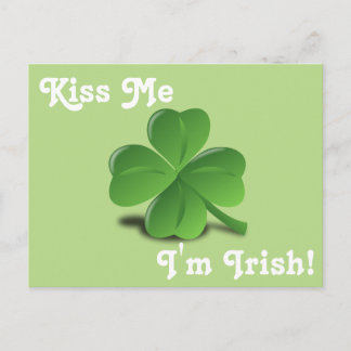 "Kiss Me, I'm Irish" Kleeblatt St. Patrick's Day Postkarte