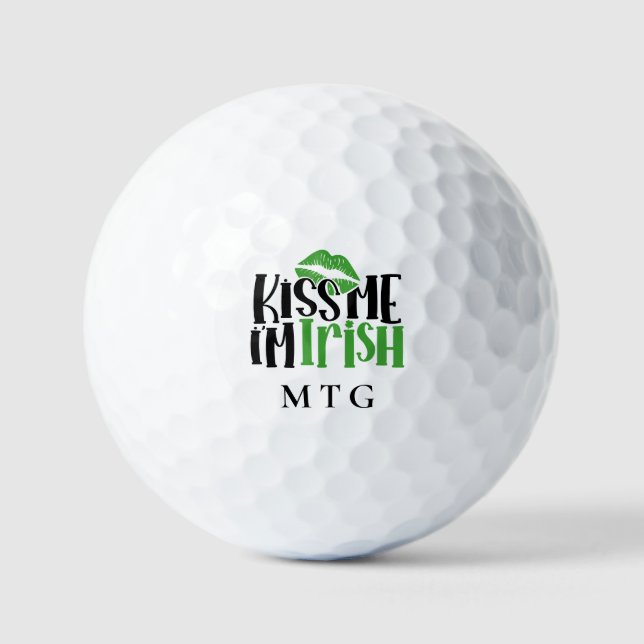 Kiss Me Im Irish Lucky Monogram Name Niedlich Golfball (Vorderseite)