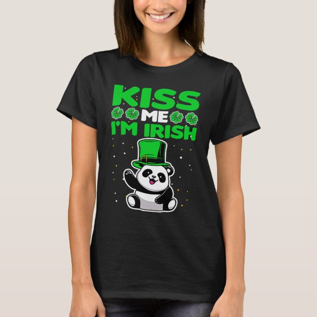 Kiss me I'm Irish Lucky Panda Leprechauns St Patri T-Shirt (Vorderseite)