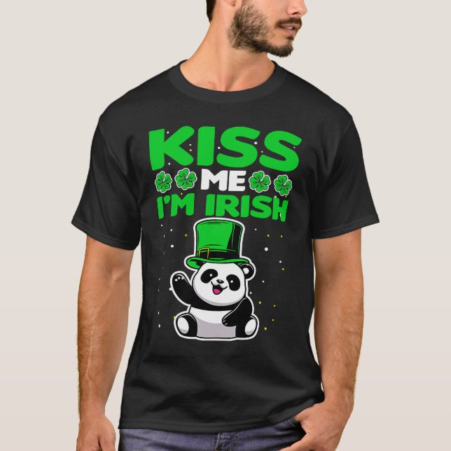 Kiss me I'm Irish Lucky Panda Leprechauns St Patri T-Shirt (Vorderseite)