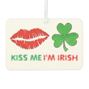 Kiss Me I'm Irish Red Lips Lucky Green Kleeblatt Autolufterfrischer