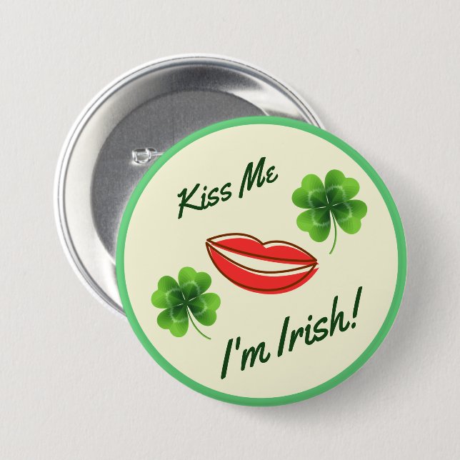 Kiss Me I'm Irish St. Patrick's Day Button (Vorne & Hinten)