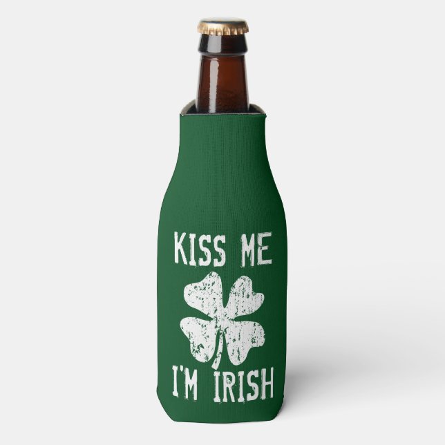 KISS ME I'M IRISH St Patricks Day Flaschenkühler (Flaschenvorderseite)