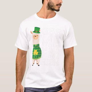 Kiss Me I'm Irish St Patrick's Day Llama T-Shirt