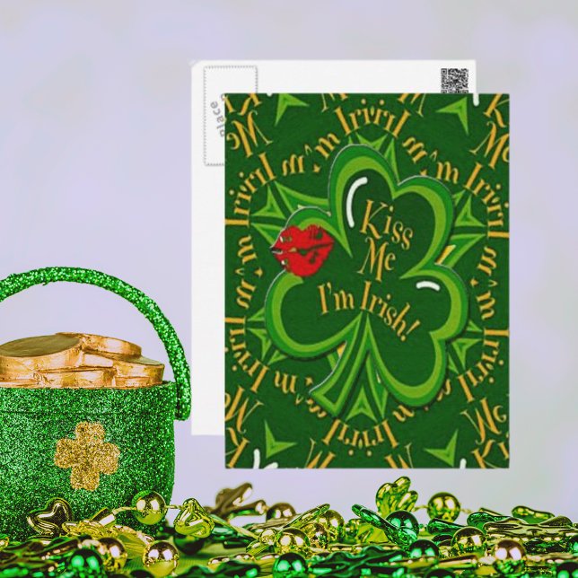 Kiss Me I'm Irish St Patrick's Day Postkarte (Kiss Me I'm Irish St Patrick's Day Postcard)