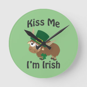 Kiss Me I'm Irish yak Runde Wanduhr