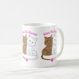 Kiss me Meow- Cute Cat Couple Design Kaffeetasse