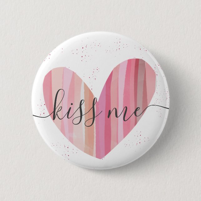 Kiss Me Niedlich Pink Textured Heart Button (Vorderseite)
