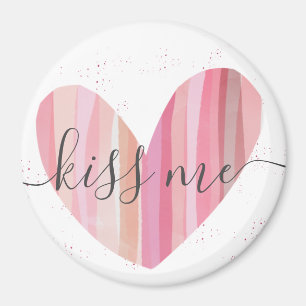 Kiss Me Niedlich Pink Textured Heart Magnet