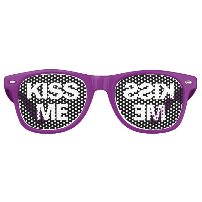 Kiss Me Party Shades Funny Trendy Retro Halftone Partybrille (Vorderseite)