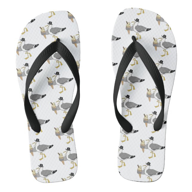 Kiss Me Quick Seagull Flip Flops Beach Footwear (Fußbett)