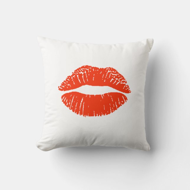 Kiss Me Red Lipstick Druckkissen Anpassen! Kissen (Vorderseite)