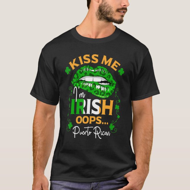 Kiss Me White Lip Kleeblatts ich bin nicht Irish O T-Shirt (Vorderseite)