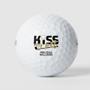Kiss mein Putt Monogramm Gold Golfball