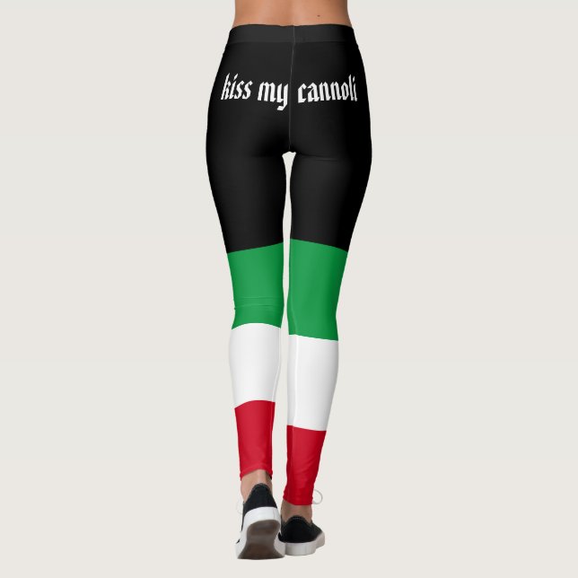 Kiss meine Cannoli lustige italienische Flagge Leggings (Rückseite)