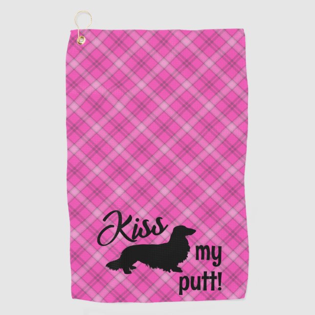 Kiss meine Putt Karierte Dackel Dog Cheeky Golf Ha Golfhandtuch (Vorderseite)