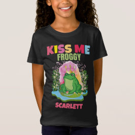 KISS MIR FROGGY PERSONALISIERTE, FARBHAFTE KINDER T-Shirt