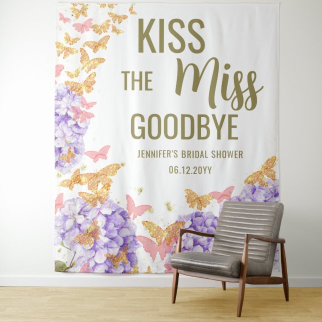 Kiss Miss Butterfly Garden Brautparty Hintergrund Wandteppich (Beispiel)