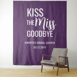 Kiss Miss Goodbye Lila Brautparty Hintergrund Wandteppich