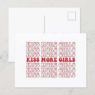 Kiss more Girls Lesbisch Bisexual LGBTQ Monat Postkarte