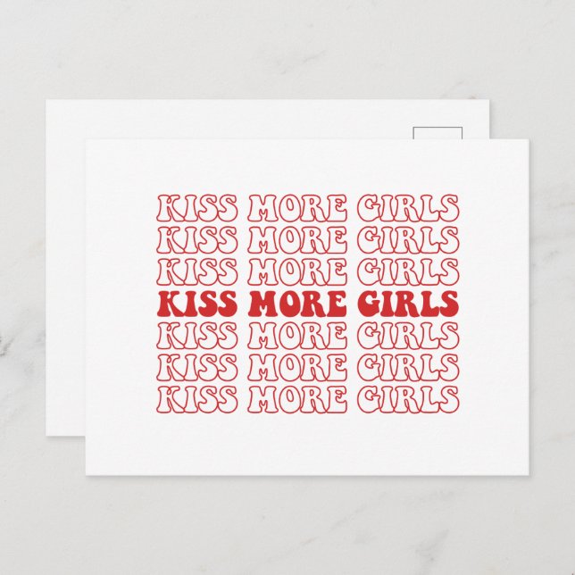Kiss more Girls Lesbisch Bisexual LGBTQ Monat Postkarte (Vorne/Hinten)