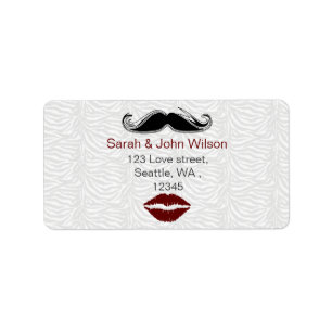 Kiss mustache zebra strie return address label adressaufkleber