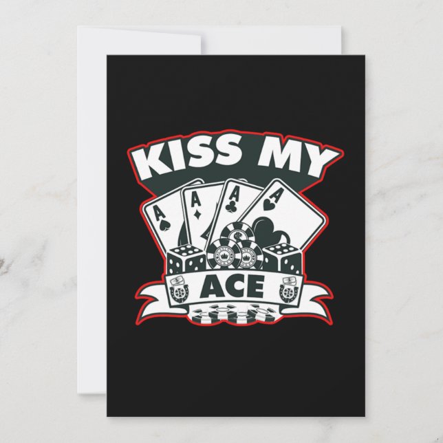 Kiss My Ace Poker Player Casino Cards Gambler-Gesc Einladung (Vorderseite)