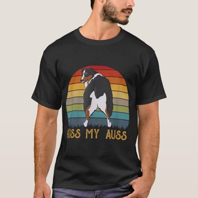Kiss My Auss Funny Aussie Mama Aussie Owner Retro  T-Shirt (Vorderseite)