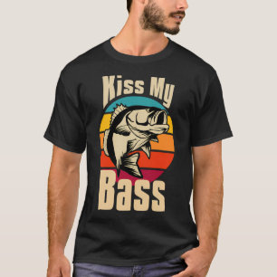 Kiss My Bass Retro Gestreifter Sonnenuntergang T-Shirt