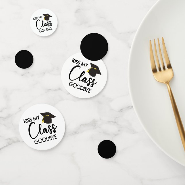Kiss My Class Goodbye Schwarz-weiß Graduation Part Konfetti (Gruppe)