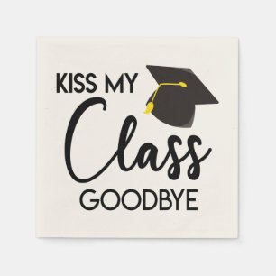 Kiss My Class Goodbye Schwarz-weiß Graduation Part Serviette