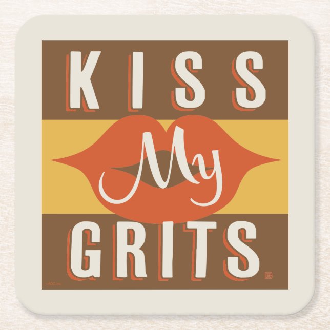 Kiss My Grits Rechteckiger Pappuntersetzer (Vorderseite)