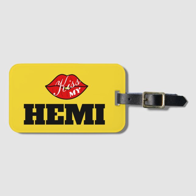 Kiss My Hemi Power Yellow Jacket Challenger Gepäckanhänger (Vorderseite (Horizontal))