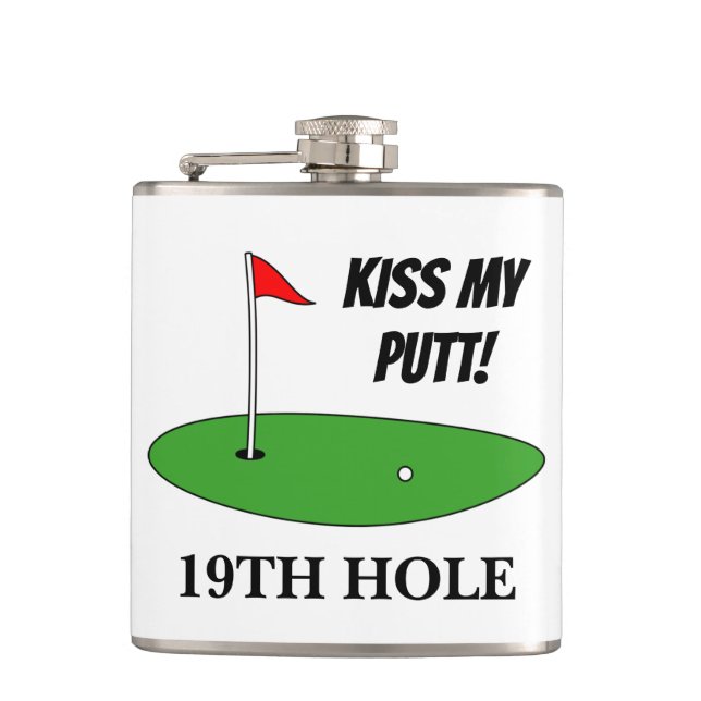 Kiss My Putt 19th Hole Lustige Golf-Geschenkflasch Flachmann (Vorderseite)