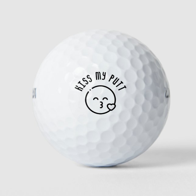 Kiss My Putt - Funny Golf Pub Golfball (Vorderseite)