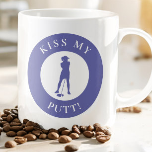 Kiss My Putt Funny Golfer Spaß Silhouette Lila Kaffeetasse