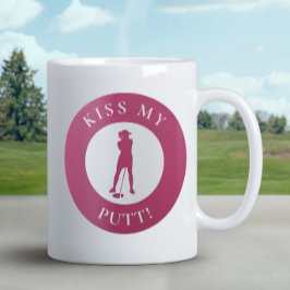 Kiss My Putt Funny Golfer Spaß Silhouette Pink Kaffeetasse