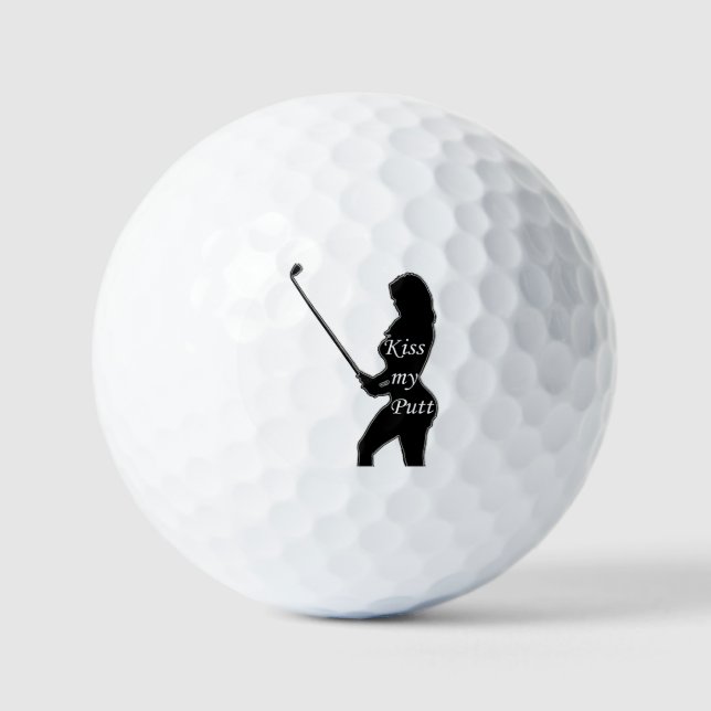 Kiss My Putt - Golfer-Silhouette Golfball (Vorderseite)