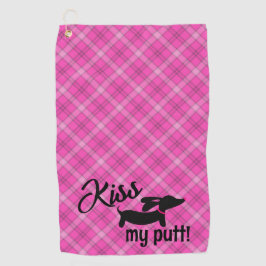 Kiss My Putt Plaid Wiener Dog Cheeky Golf Towel Golfhandtuch