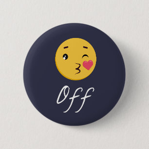 Kiss Off Emoji Funny Trendy Popular Cute Button