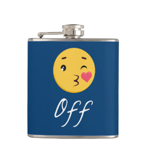 Kiss Off Emoji Funny Trendy Popular Niedlich Flachmann