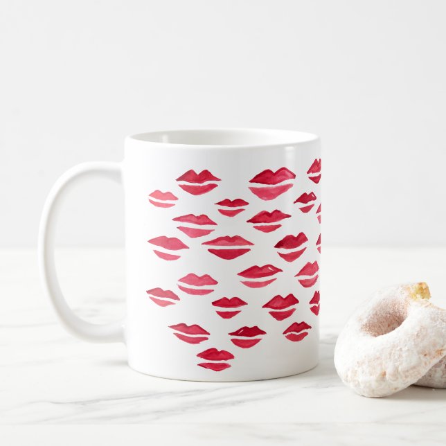 Kiss Painting Pattern Lips Tasse (Mit Donut)