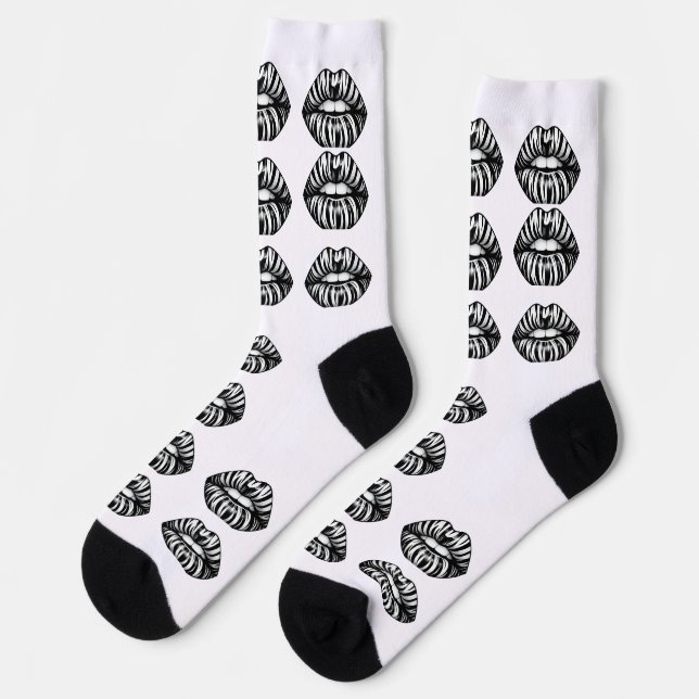 Kiss Pattern Crew Socks – Lippen-Design für Frauen Socken (Linkes Detail)