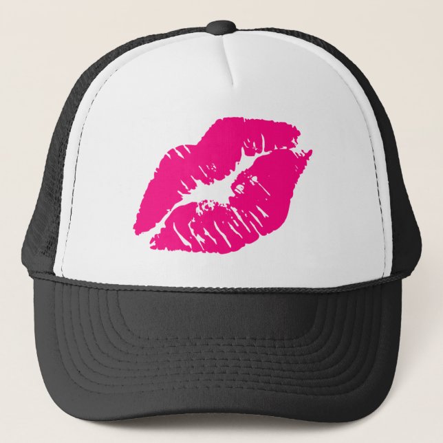 Kiss Pink Lips Truckerkappe (Vorderseite)