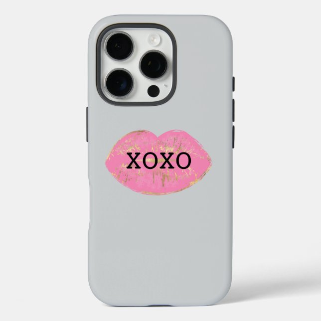 Kiss Pink Lips XOX Case-Mate iPhone Hülle (Rückseite)