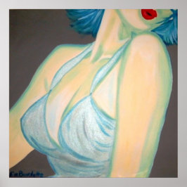 Kiss Poster, Button oben, Retro-Graue Lippen Kimba Poster