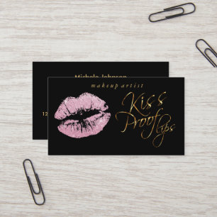 Kiss Proof Lips - Rosa Glitzer und elegantes Gold Visitenkarte