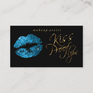 Kiss Proof Lips - Türkisfarbener Glitzer und Gold Visitenkarte