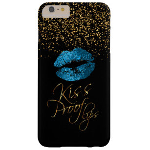 Kiss Proof mit Gold Confetti & Blue Lips Barely There iPhone 6 Plus Hülle